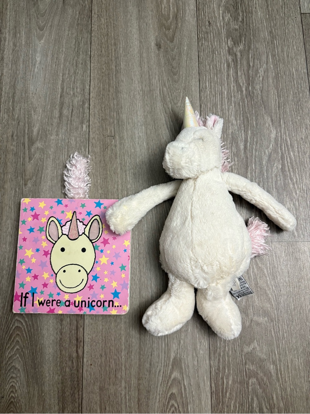 Jellycat Cream and Pink Unicorn Plush with Pink Story Book